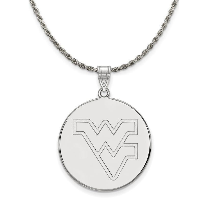 Sterling Silver West Virginia U. Xl Logo Disc Necklace - 20 In
